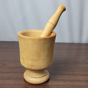 Vintage Mortal Wood Pestle Made in Portugal