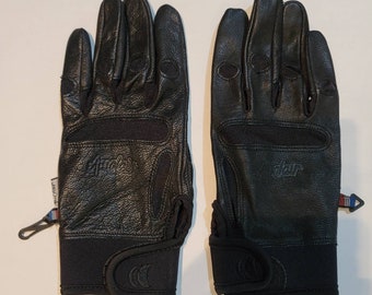 Vintage Men Black Leather Gloves, Black Leather Driving Gloves, Formal Size Large