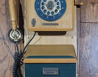 Vintage Oak Wall Mount Telephone Pulse or Tone Dialing - Etsy