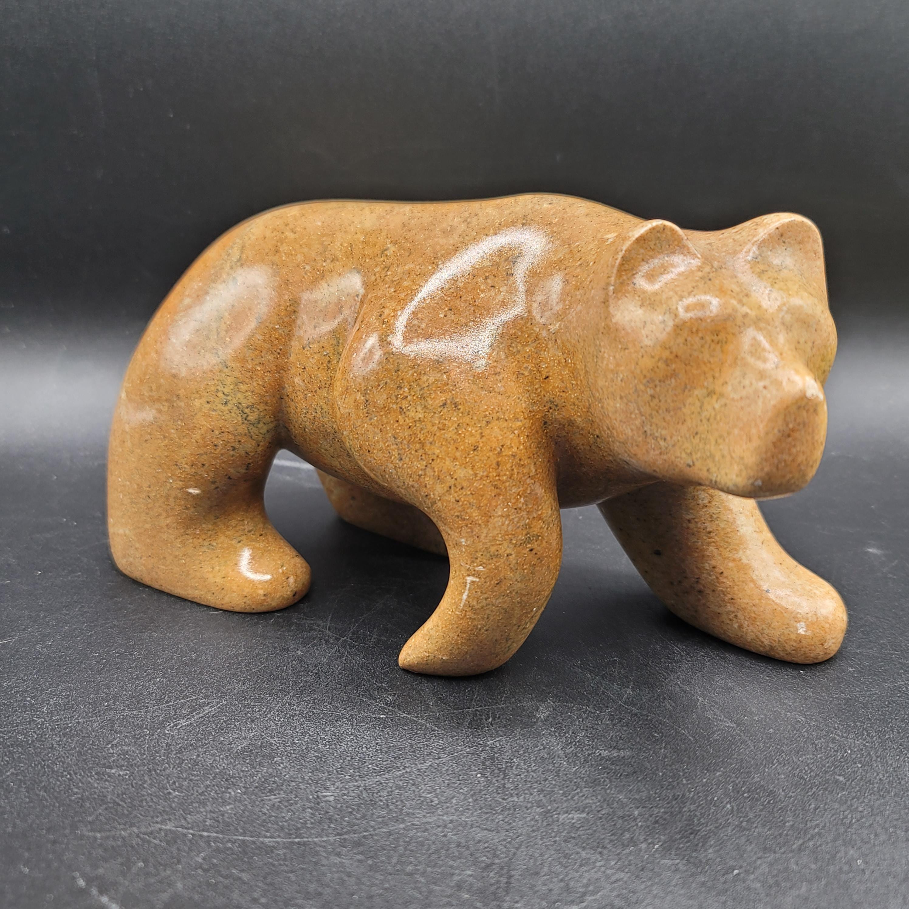 Vintage Ben Henry Six Nations Stone Sculpture Carved Bear Statue