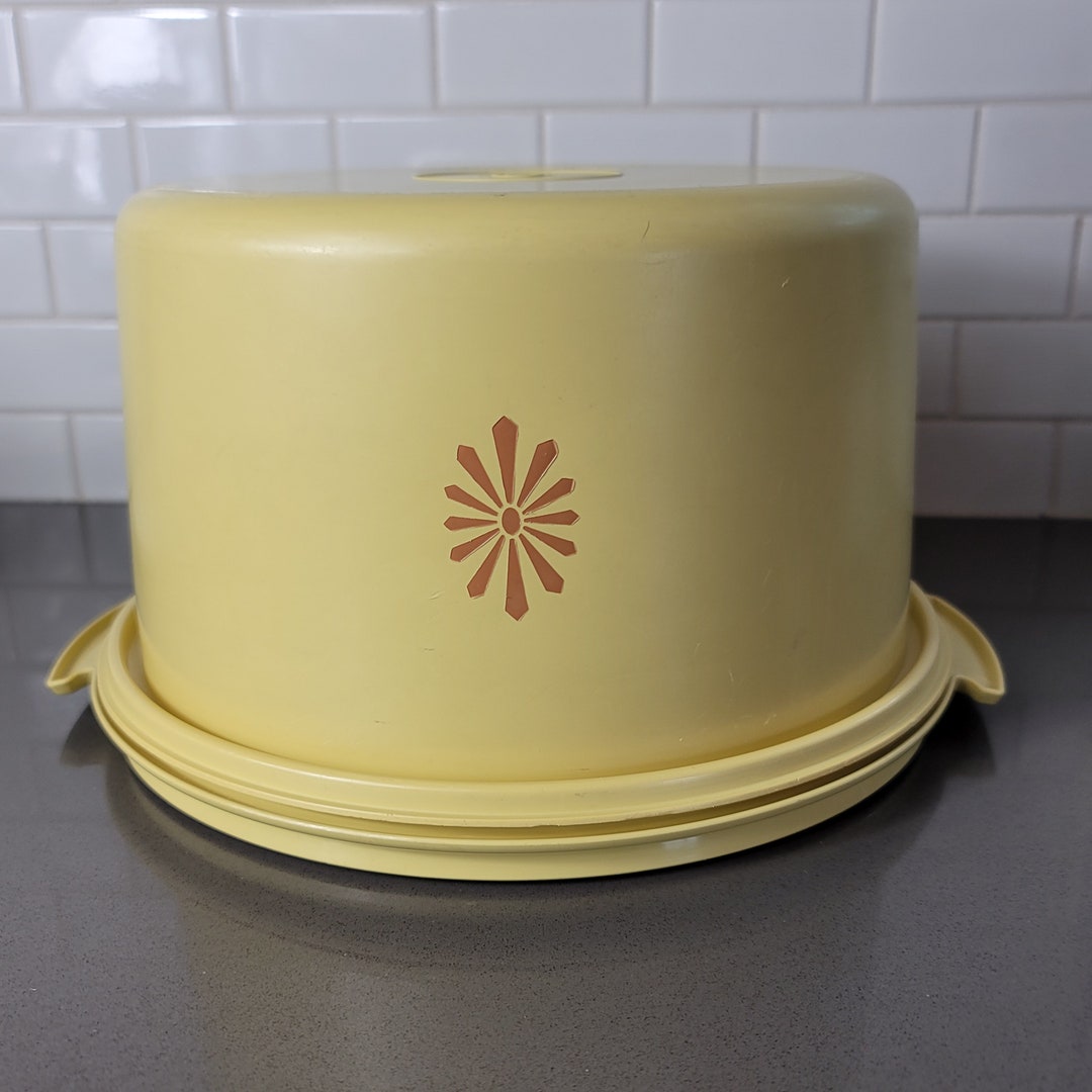 Vintage Tupperware Yellow Sunburst Round Cake Carrier Canada Etsy