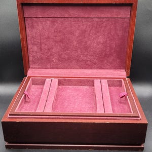 Vintage Jewelry Box  organizer necklace ring bracelet earrings Ruby Red