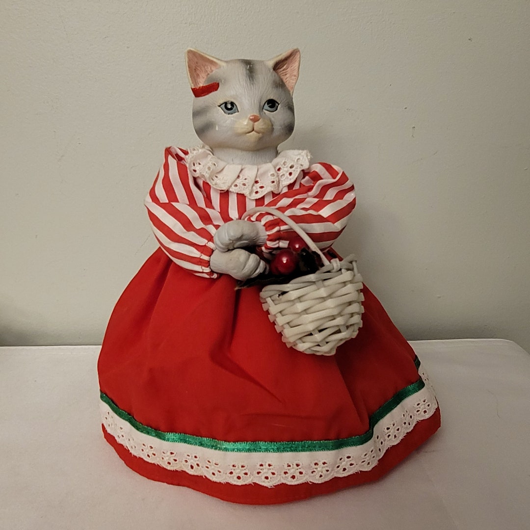 1980s KITTY CUCUMBER Dancing Musical Christmas Cat Strip Dress Etsy