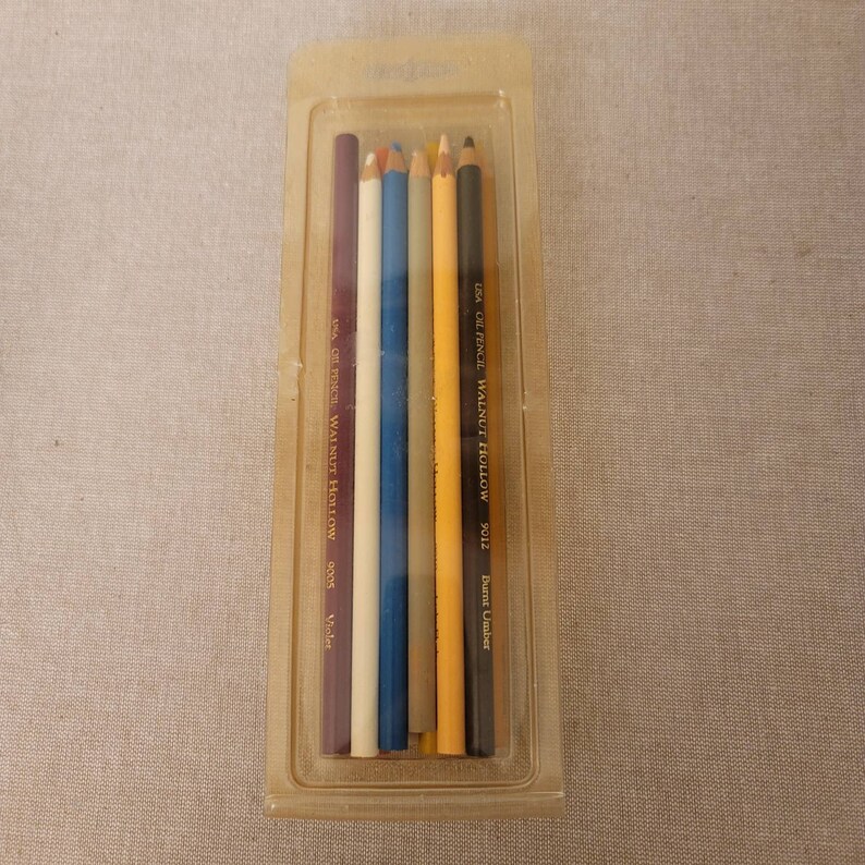 12 Walnut Hollow Oil Colored Pencils Vintage Wood MADE IN USA Etsy