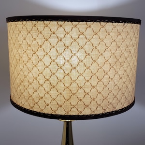 Vintage MCM Lamp Drum Shade Beige Tube Shade