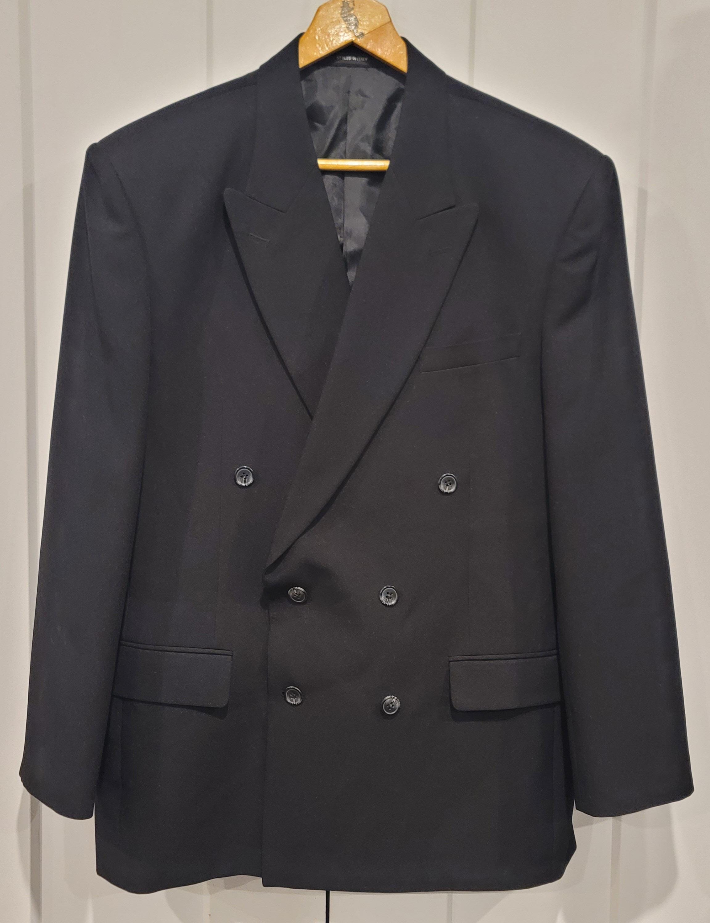 ジャケット・アウター VINTAGE DOUBLE BREASTED JACKET BLACK Vintage Black Suit Double Breasted - Etsy