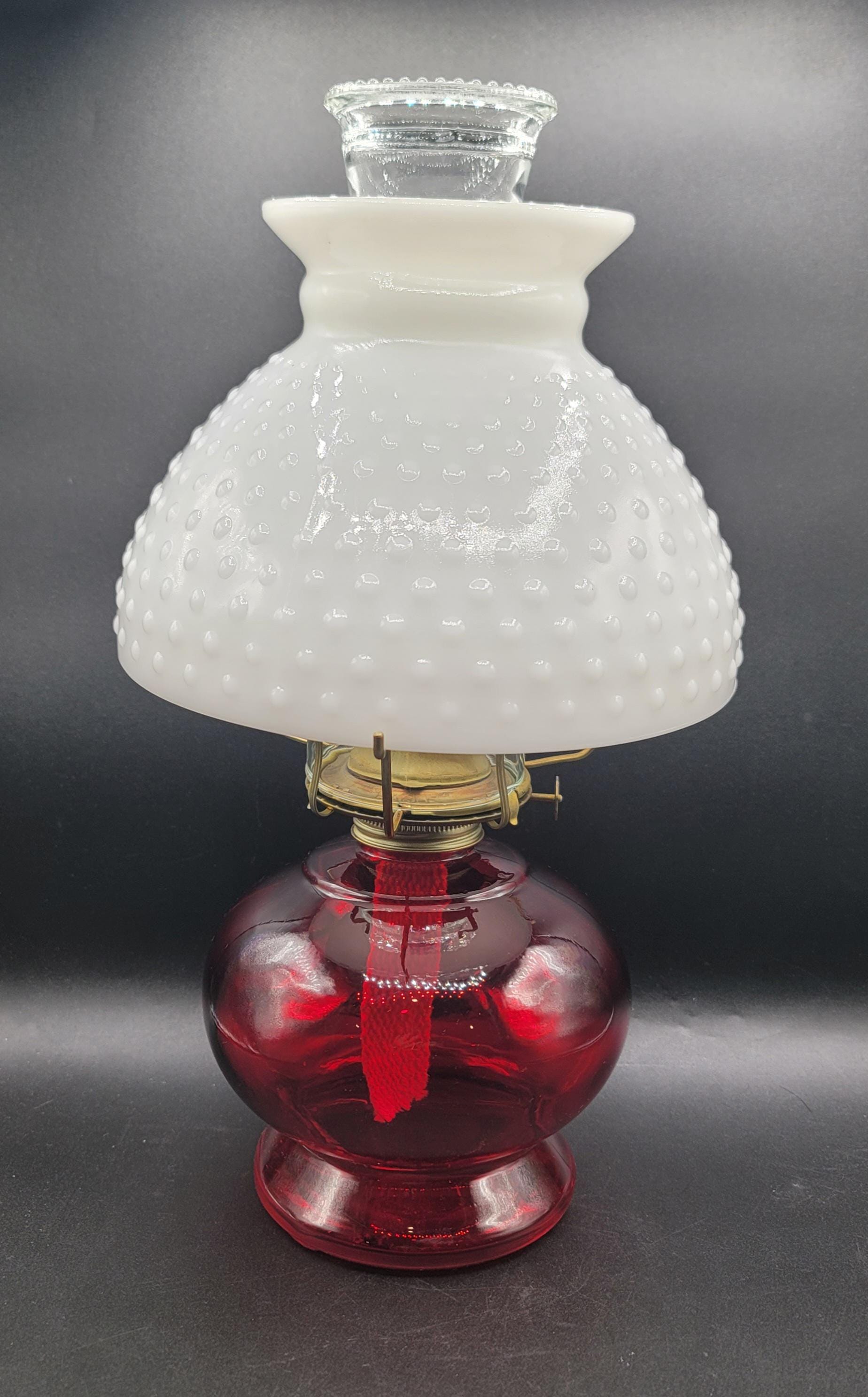 Vintage Milk Glass Lamp Oil Lamp Red Jeanette 15 in New - Etsy