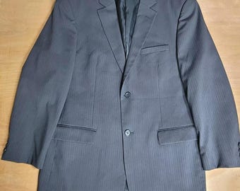 Mens Italian Sport Coat Jacket Blazer 42R Dark GRAY Striped