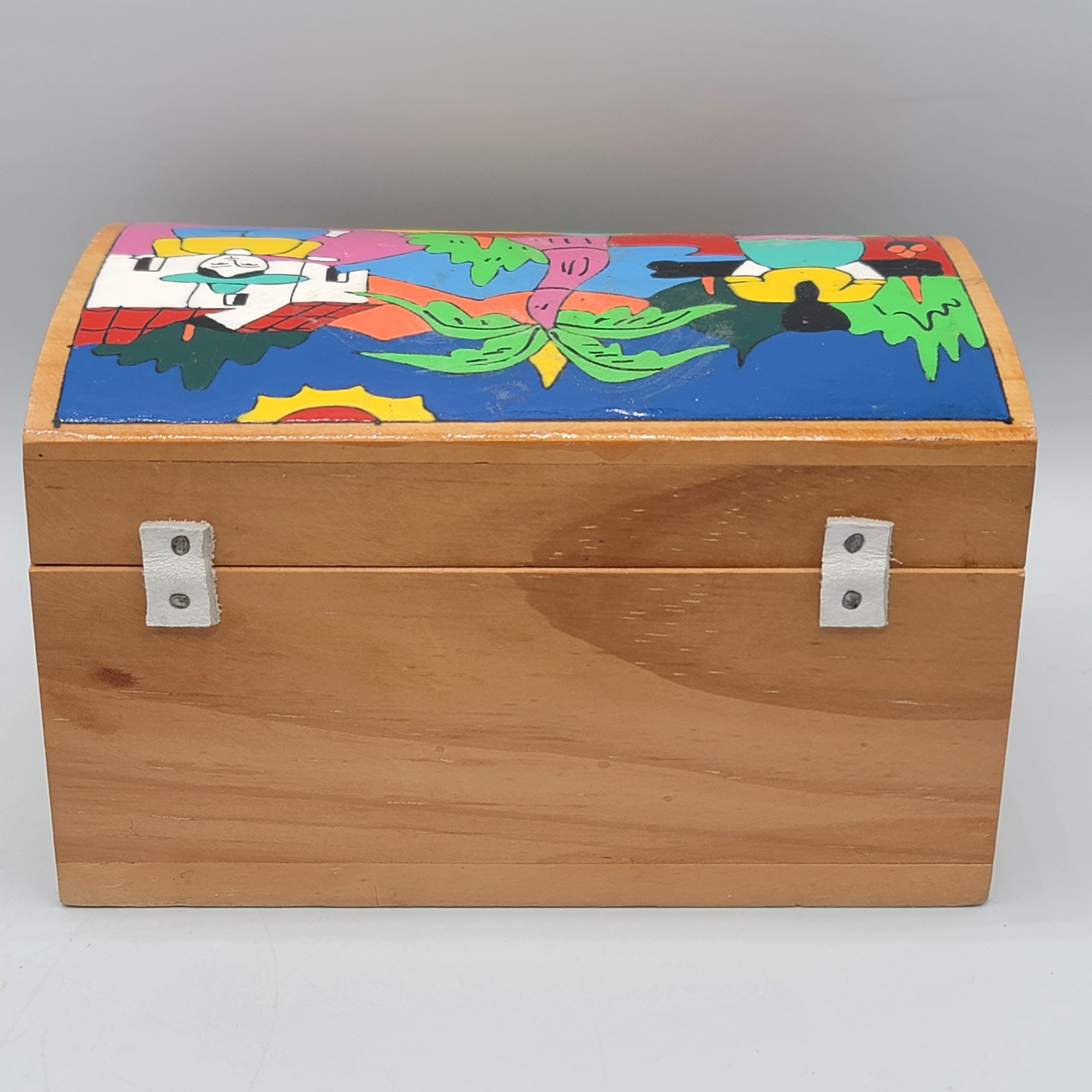 フォークアート風 木製収納ボックス 花と鳥のペイント 手描きの木箱フォークアートペイント - Etsy 日本