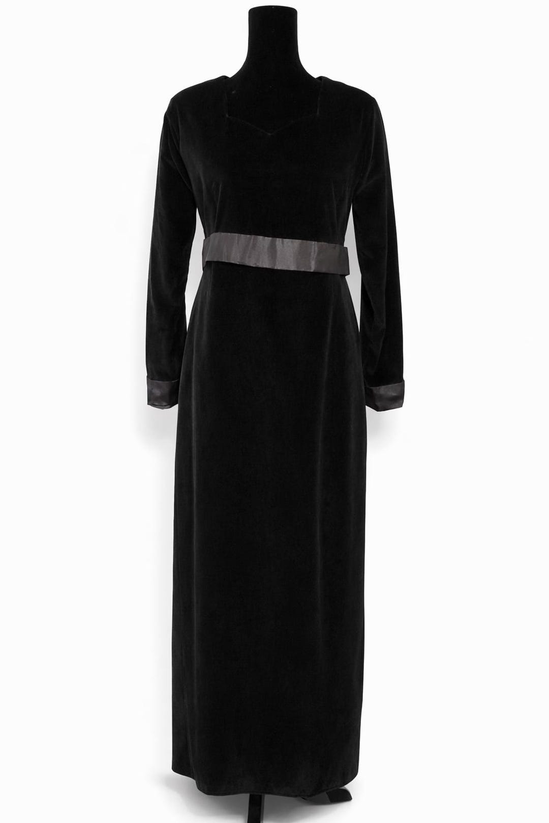 Vintage Black Velour Dress Long Gown Hollywood Regency 1950s Etsy — free download