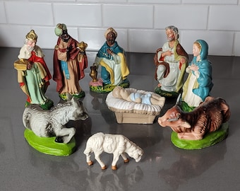 Italy Nativity Set Scene Christmas Decor Wood Ceramic