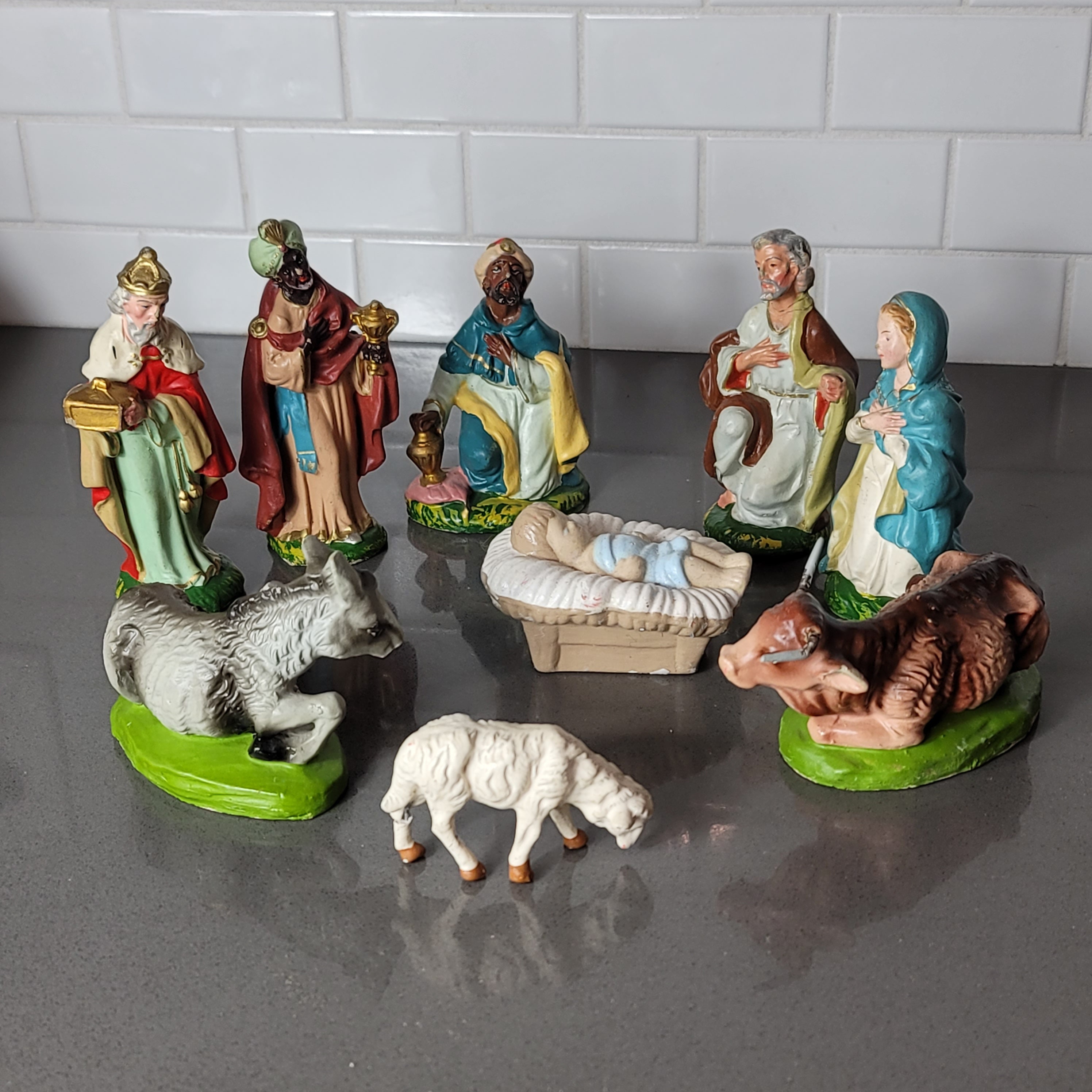 Italian Nativity Christmas Set Scene Christmas Decor Wood Ceramic