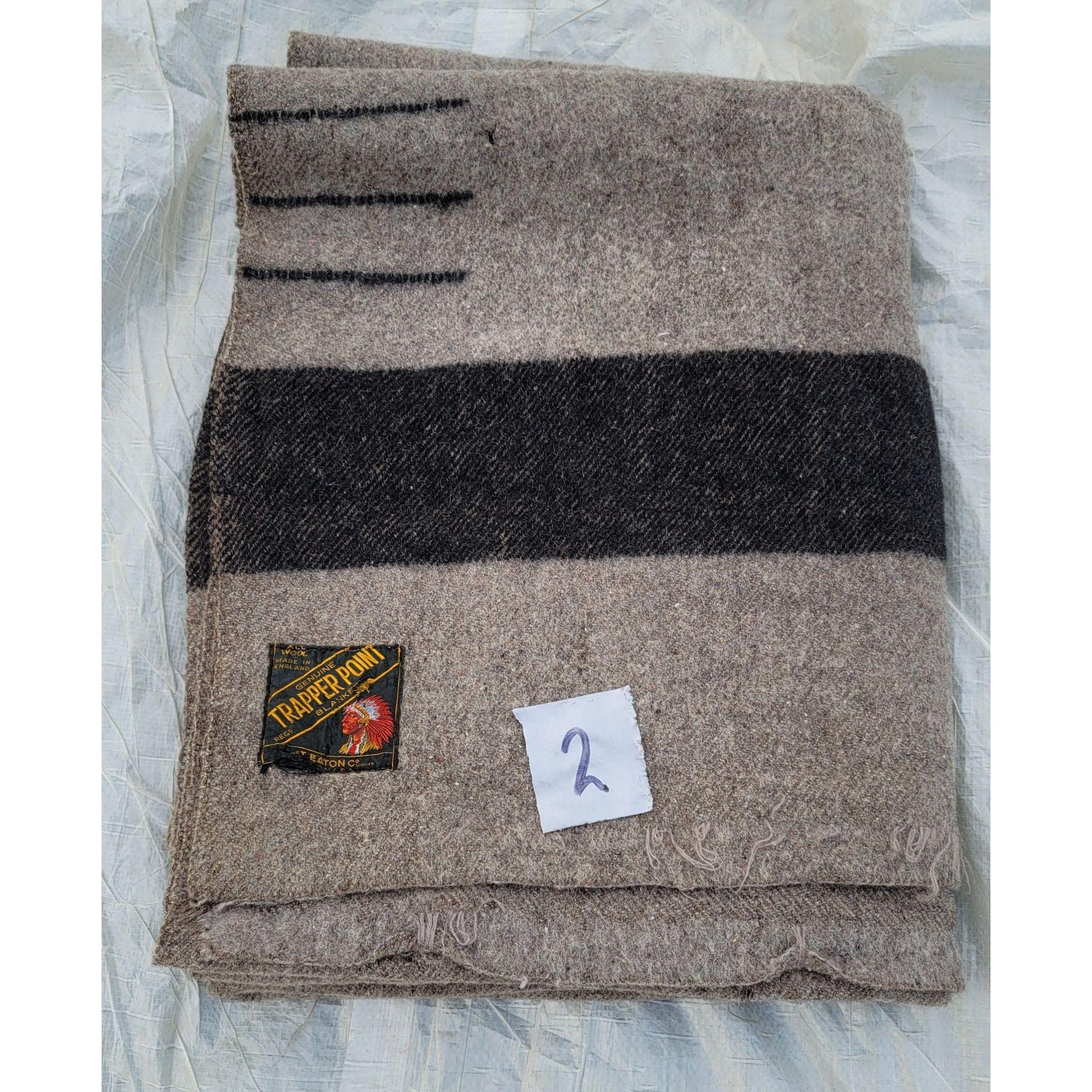Antique Wool Blanket Grey TRAPPER POINT Eaton Made in England Etsy
