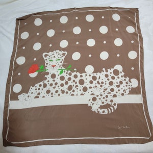 Gant-sjaal Designer Leopard met roze vlekken Bruin vintage Zeldzame