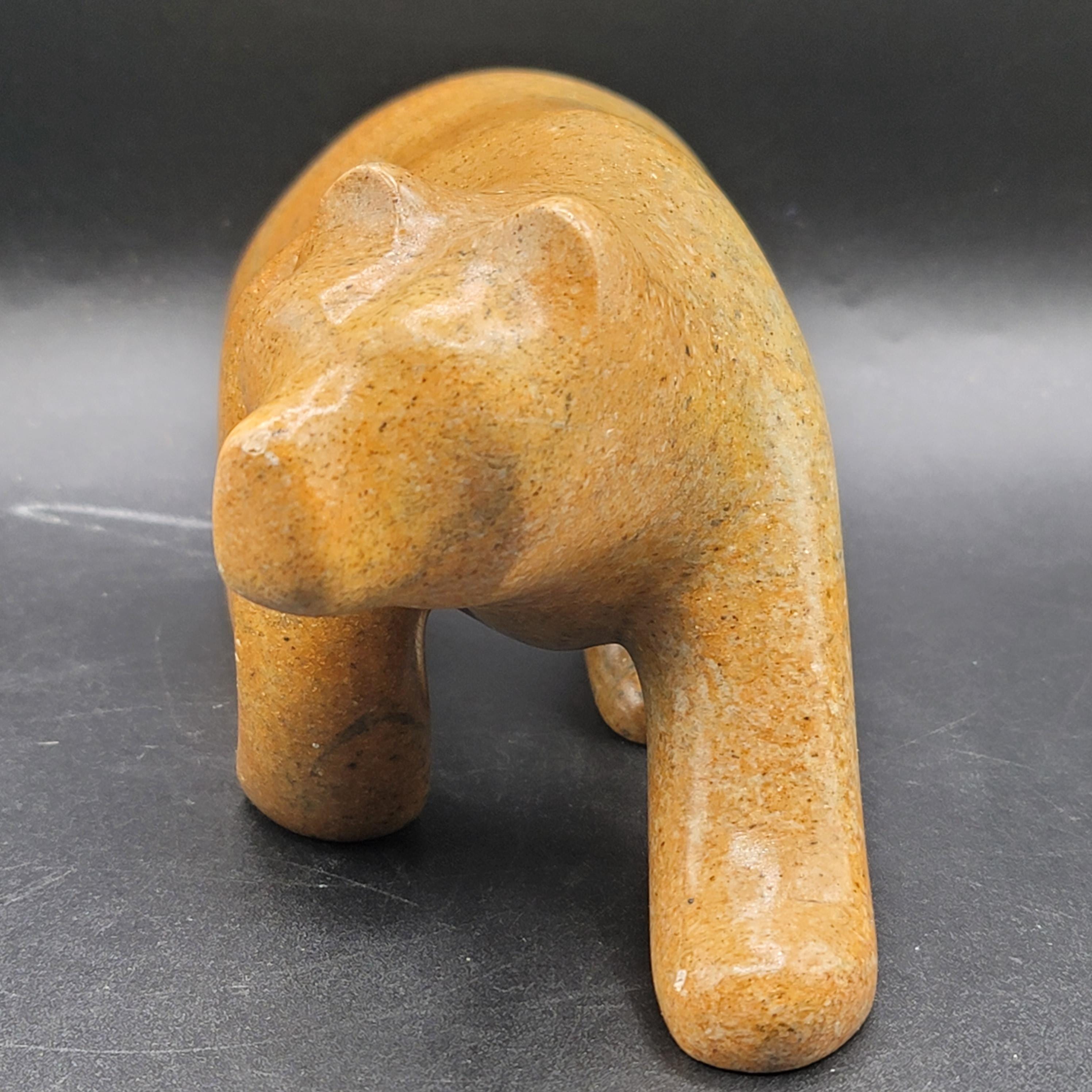 Vintage Ben Henry Six Nations Stone Sculpture Carved Bear Statue