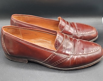 Men Leather Italian Shoes Brown San Marino Size 10 Penny Loafer Slip On