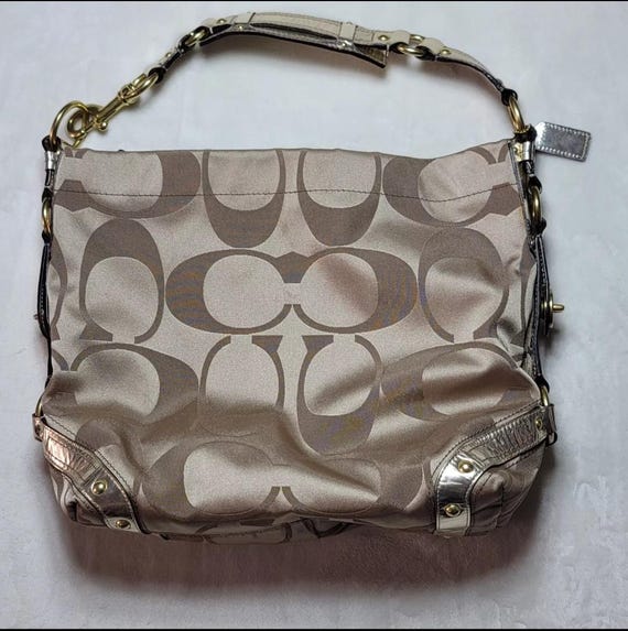 Vintage Coach Carly Gold Hobo Bag Purse 14 in Authentic Signature Etsy Canada