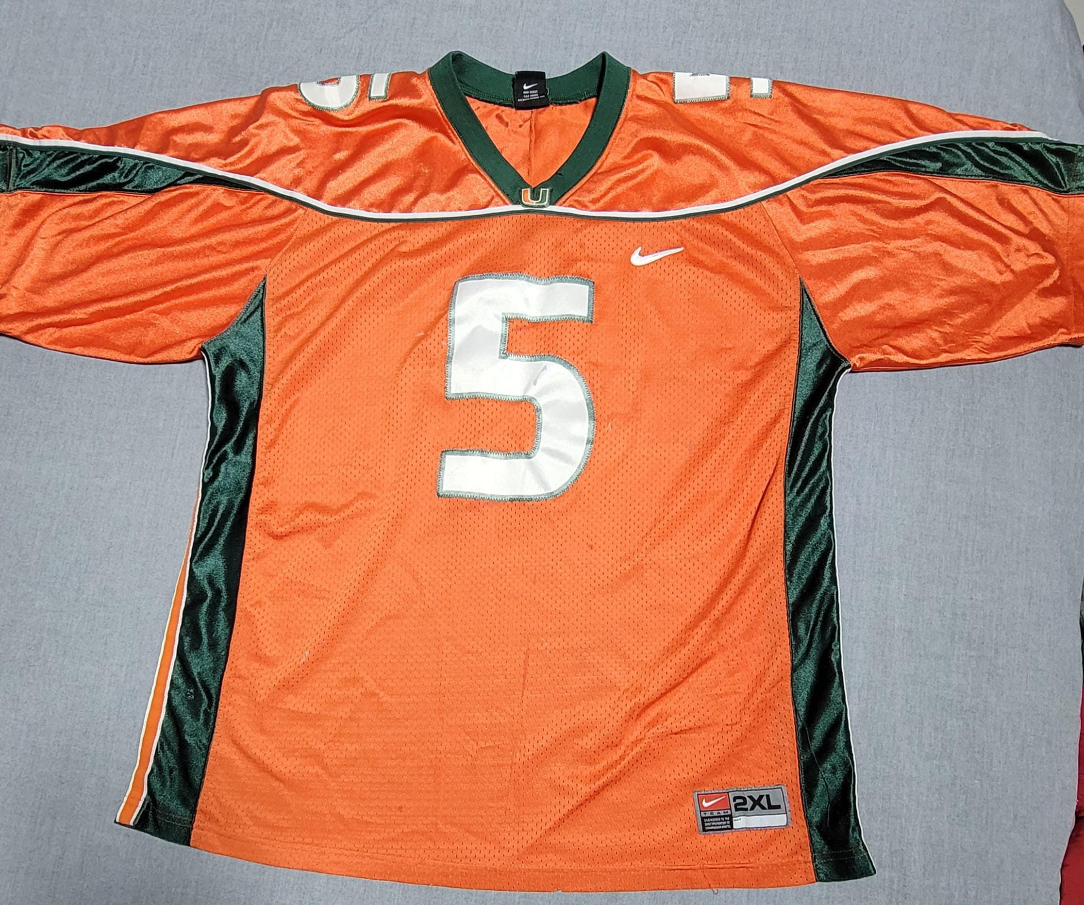 Nike Miami Hurricanes #5 Football Jersey Size 2XL Y2K Edgerrin