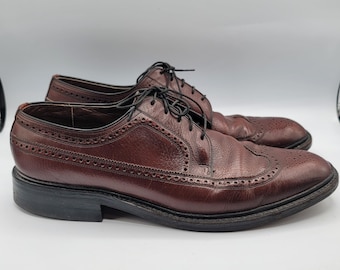 Vintage Sears Dress Shoes Oxford Brown Mens 11D Wing tip Lace Up