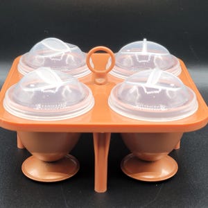 Copper Chef 4 Double Egg Cups Caddy Covers Poaches Egg