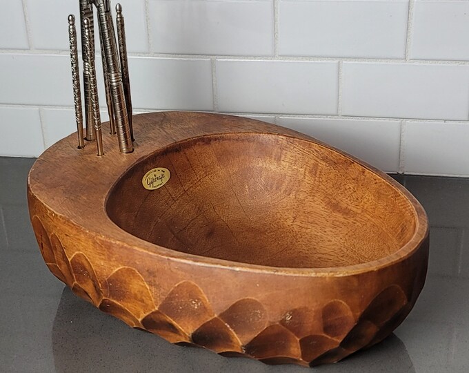 Vintage Wooden Nut Bowl and Nut Cracker Set Handcrafted Etsy