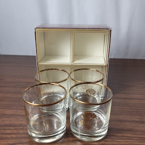 Vintage 50th Anniversary Whiskey Barware Glasses Set of 4