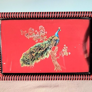 Bandeja para tocador con forma de pavo real en forma de L, Alemania, década de 1940