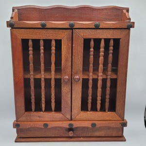 Vintage Spice Rack Wood Cabinet Hanging 13 in