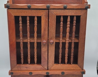 Estante para especias vintage, armario de madera colgante de 33 cm (13 pulgadas)