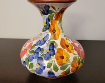 Vintage Ceramic Vase Floral Pansies