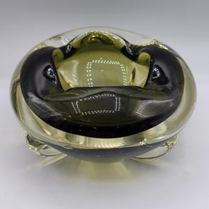 Vintage Glass Art Ashtray Green Thick Glass Beautiful Murano