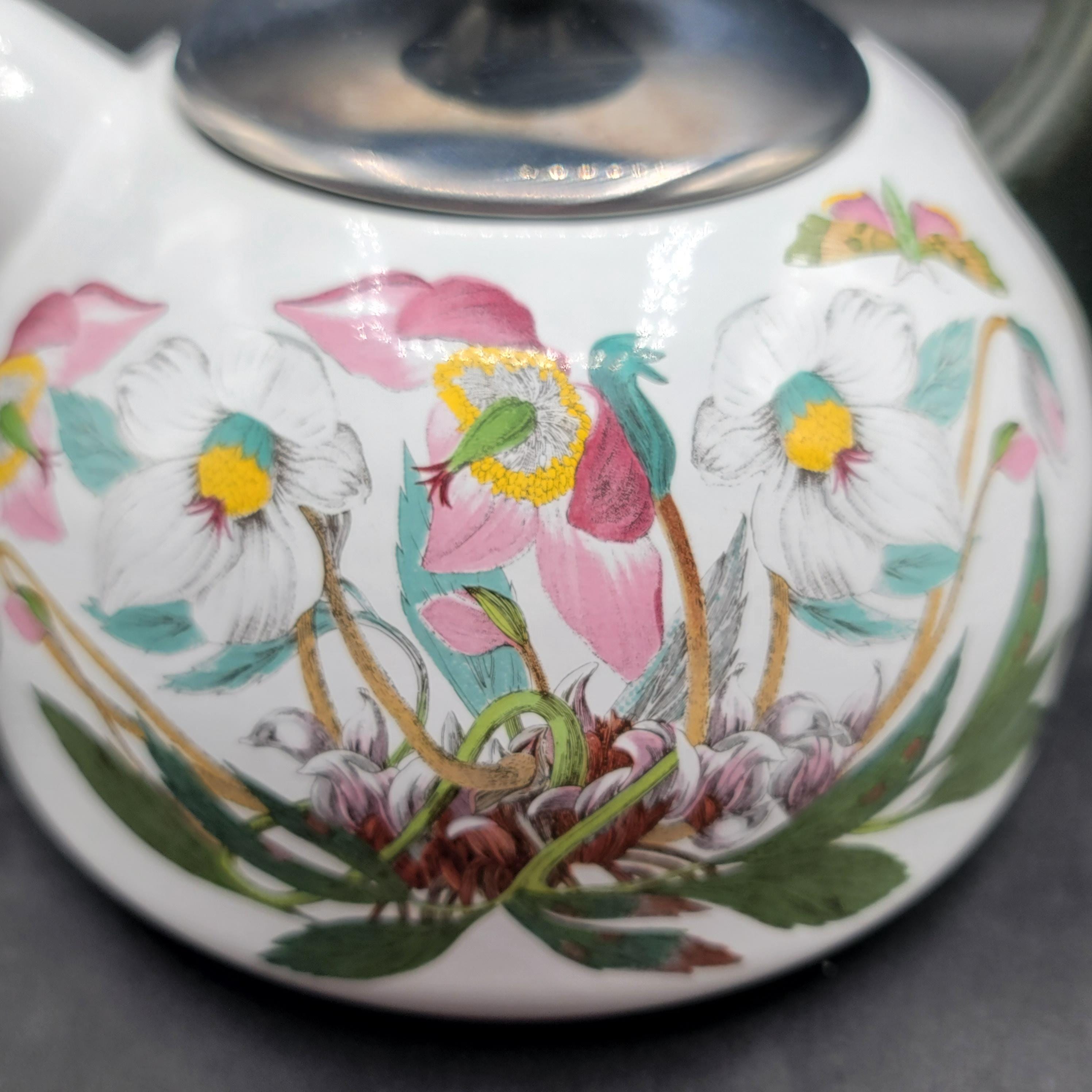 Portmeirion Botanic Garden Tea Kettle Floral Enamel Handle