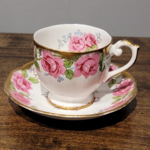 QUEEN Ann Pink Rose Tea Cup and Saucer Bone China