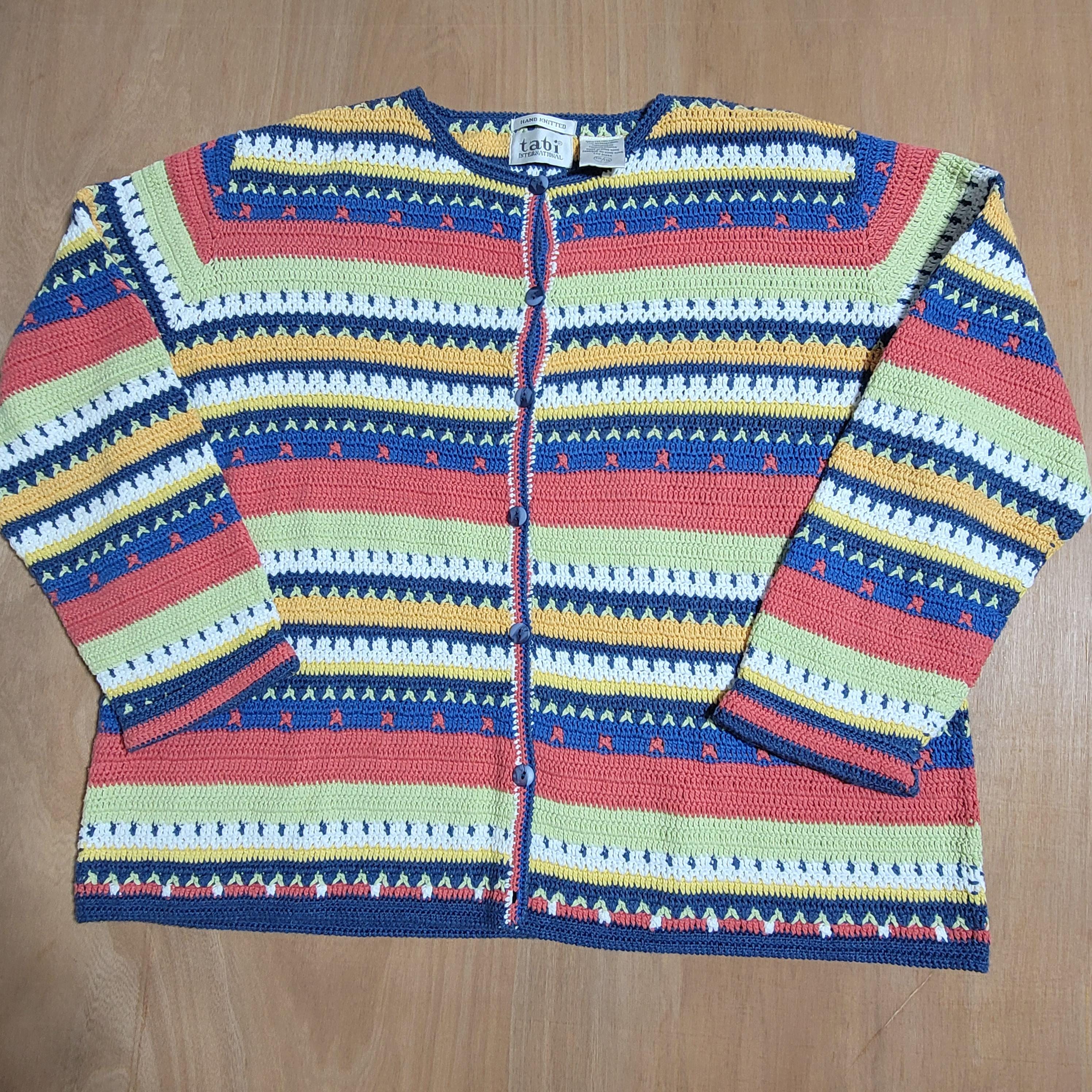 Vintage Tabi International Cardigan Sweater Rainbow Hand Knit - Etsy