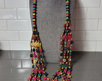 Collar Filipinas Boho Coco Madera Color Cuentas Disco 18 pulgadas