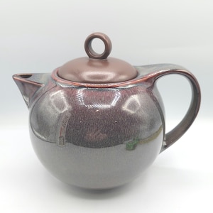 Danesco Teapot Brown Blue Speckled Stoneware
