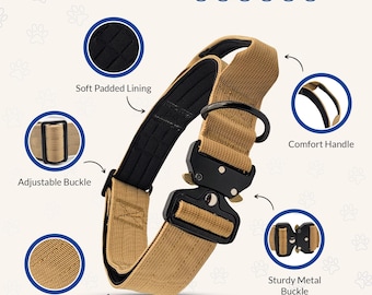 Tactical Large Dog Collar Tan Size L - XL