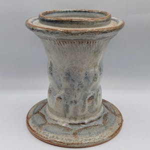Studio Stoneware Pottery Candlestick Holder Artist Signed