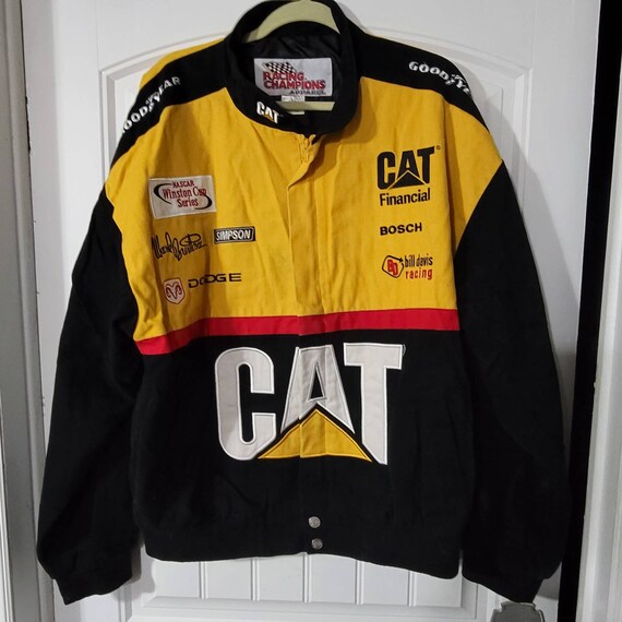 Nascar Bill Davis 22 Ward Burton Cat Financial Mens Racing Bomber Jacket Size XL