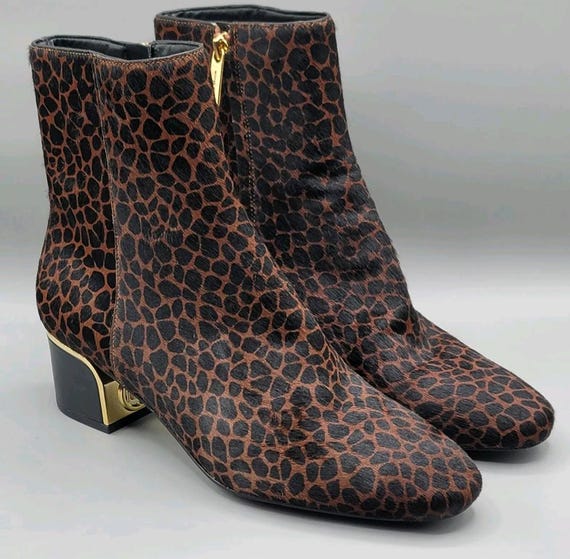Michael Kors Shoes Ankle Boot Shoes Heel Cowhide Leopard Zip