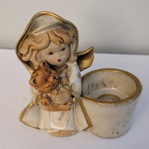 Vintage Tealight Angel Figurine Pottery