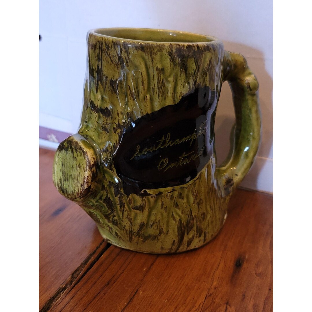 Vintage Green Coffee Mug Unique Green Mug Handmade Large Coffee
