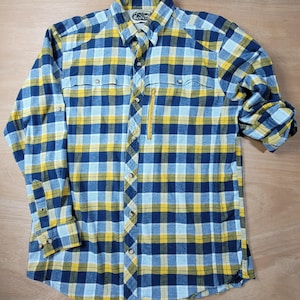 Vintage Sportswear Plaid Long Sleeve Vented Mens Shirt Large Camping Outdoor Wear