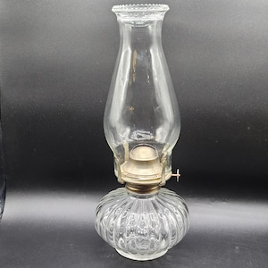Vintage Oil Lamp Clear Glass Brass Lamplieth USA