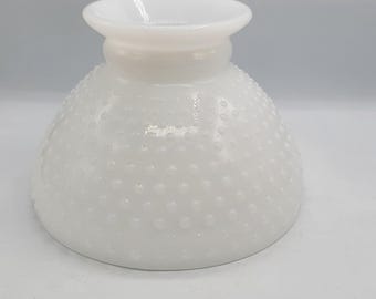 Vintage Milk Glass  Hobnail Shade 8 in