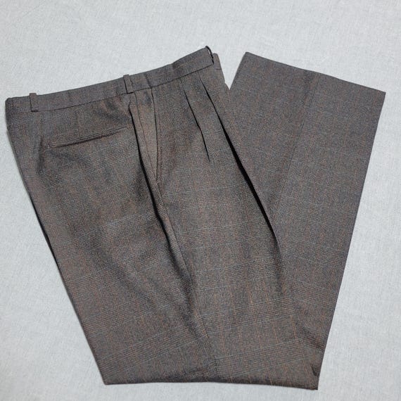パンツ 60s Unknown Vintage Wool Slacks CONMAR 1960s Vintage Wool Trousers Mens 32x28.5 High Rise Pleated Dress