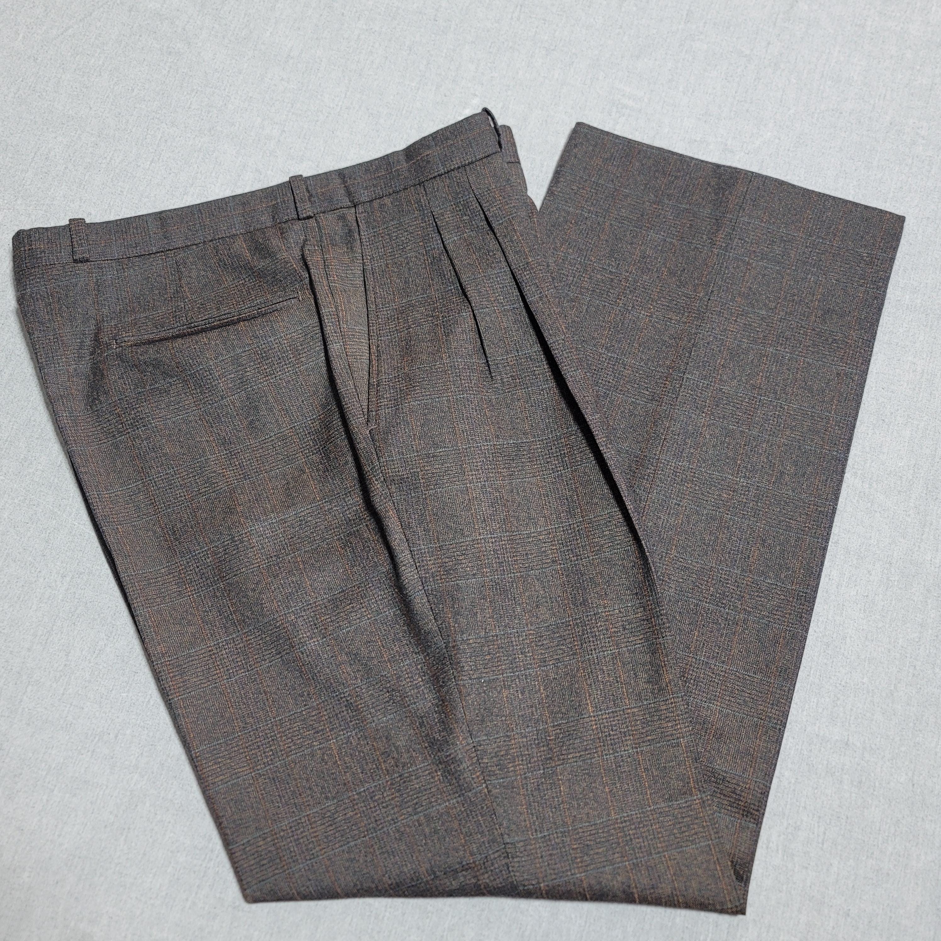 1960s Vintage Wool Trousers Mens 32x28.5 High Rise Pleated Dress