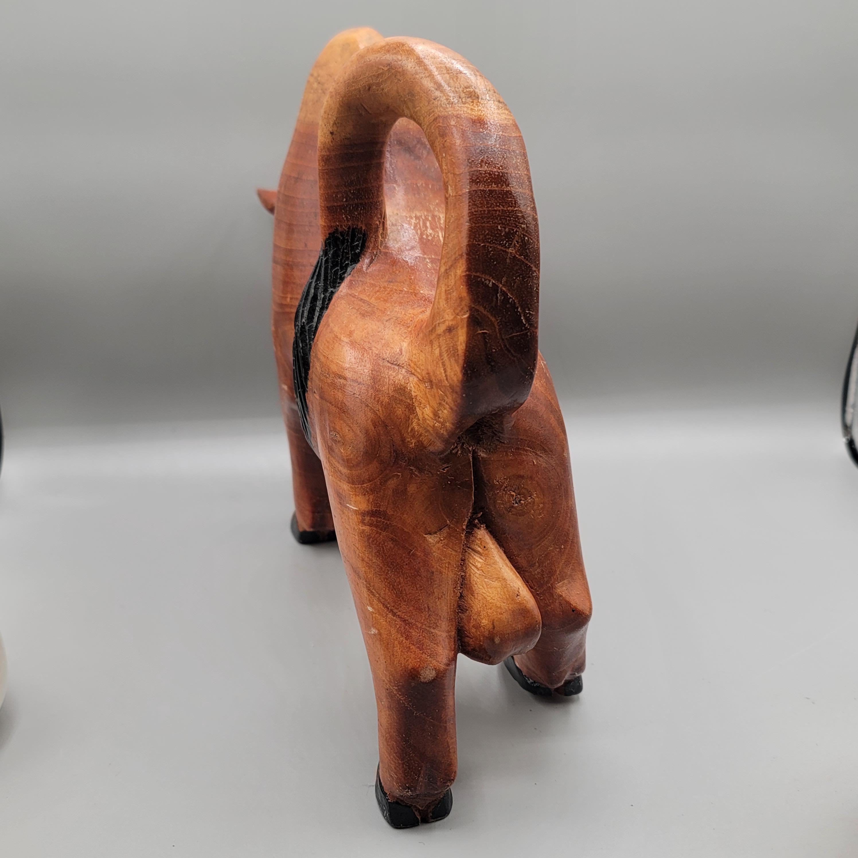 ヴィンテージ木製雄牛牡牛座彫刻ストック 手彫り 10インチ ラージ