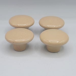 Beige Porcelain 1950s Cabinet Drawer Pull Knob Vintage Salvaged Japan