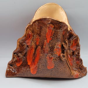 Vintage Pottery Vase Hand made Speckled orange 1970s
